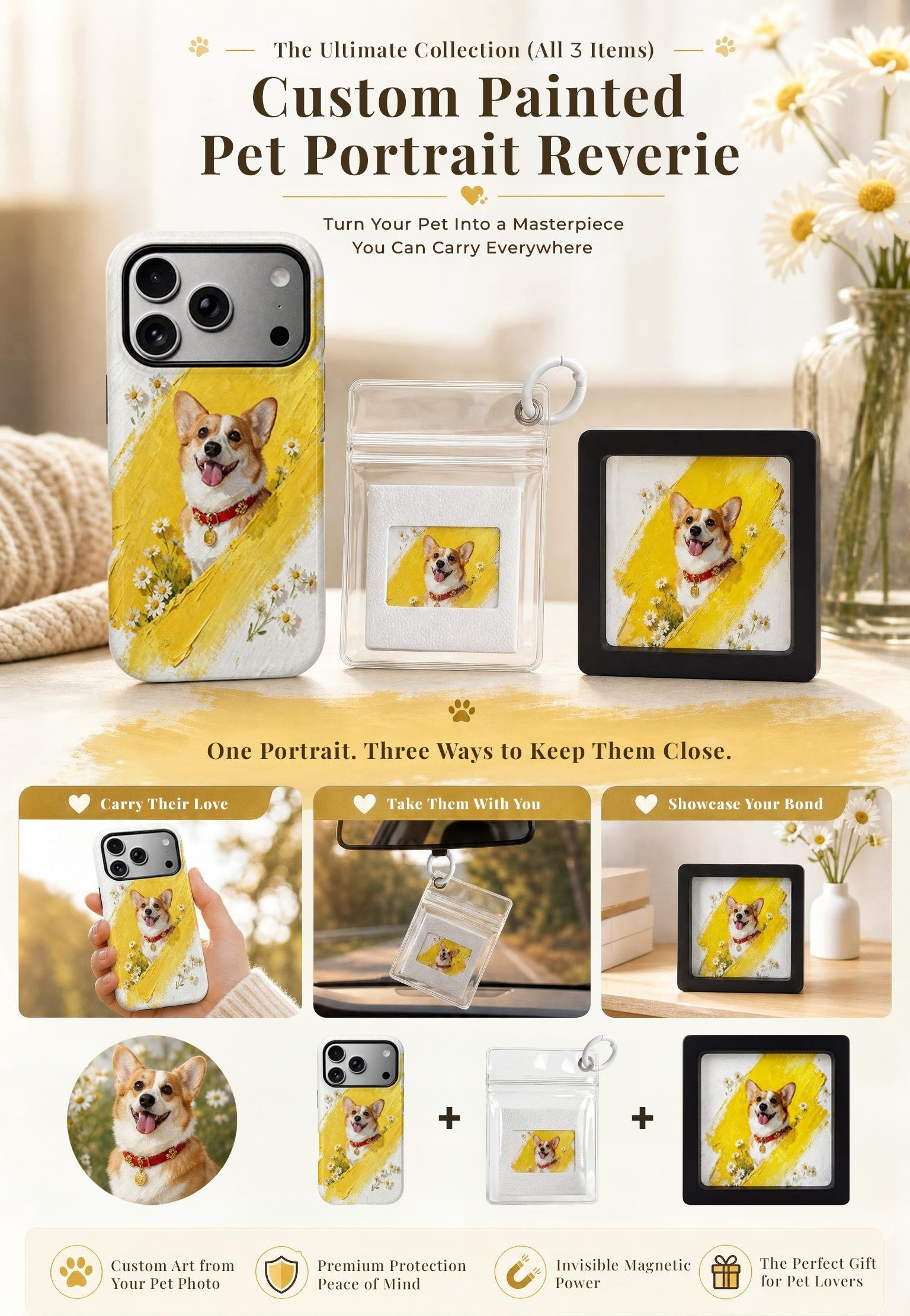 Custom Painted Pet Portrait Reverie | Invisible Magnetic Case
